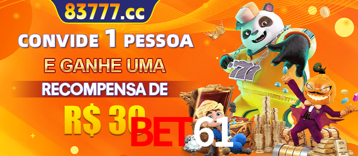 Banner institucional da BET61 sobre parceria de marcas e criação de uma marca de excelência, apresentando os mascotes de jogos populares como o Fortune Tiger.