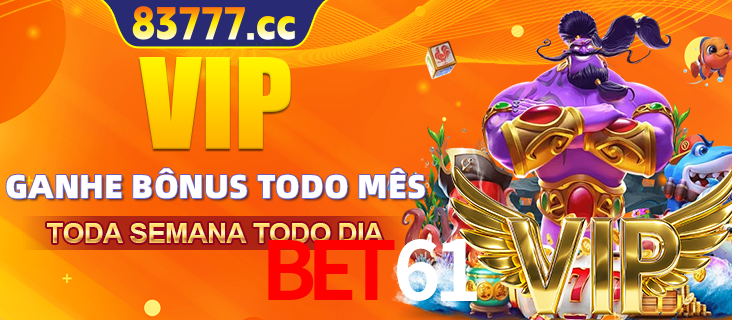 Banner promocional do BET61 oferecendo 100% de recompensas adicionais contínuas para quem fizer o login diário (Daily sign-in), com um mascote de coelho.
