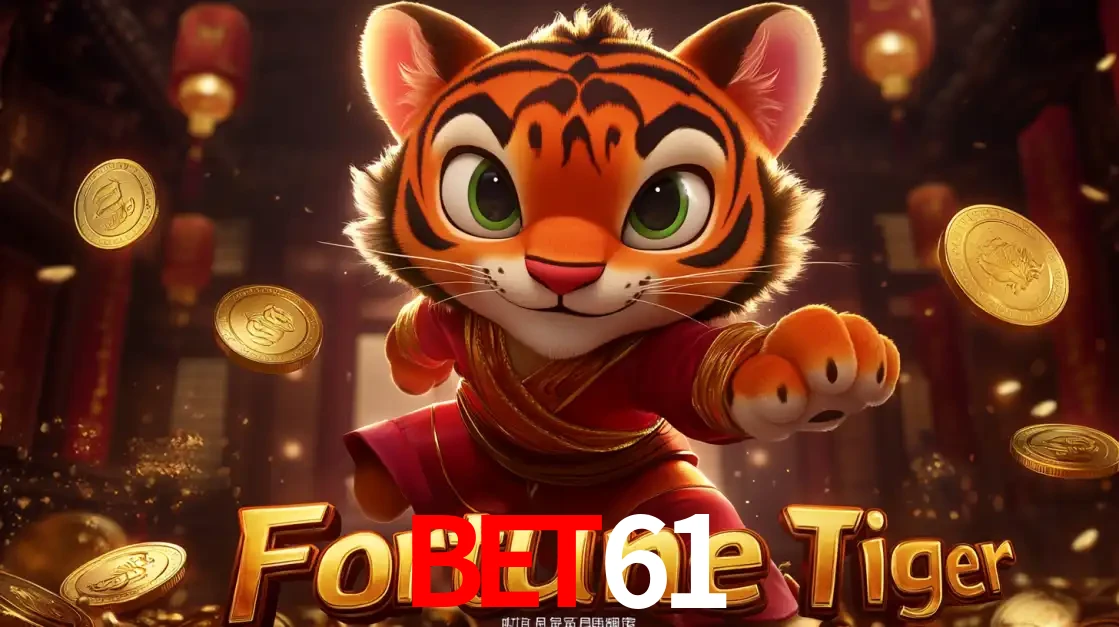 O carismático mascote do jogo de slot Fortune Tiger, um tigre fofo em pose de artes marciais, pronto para trazer sorte e multiplicadores de ganhos no cassino online BET61.