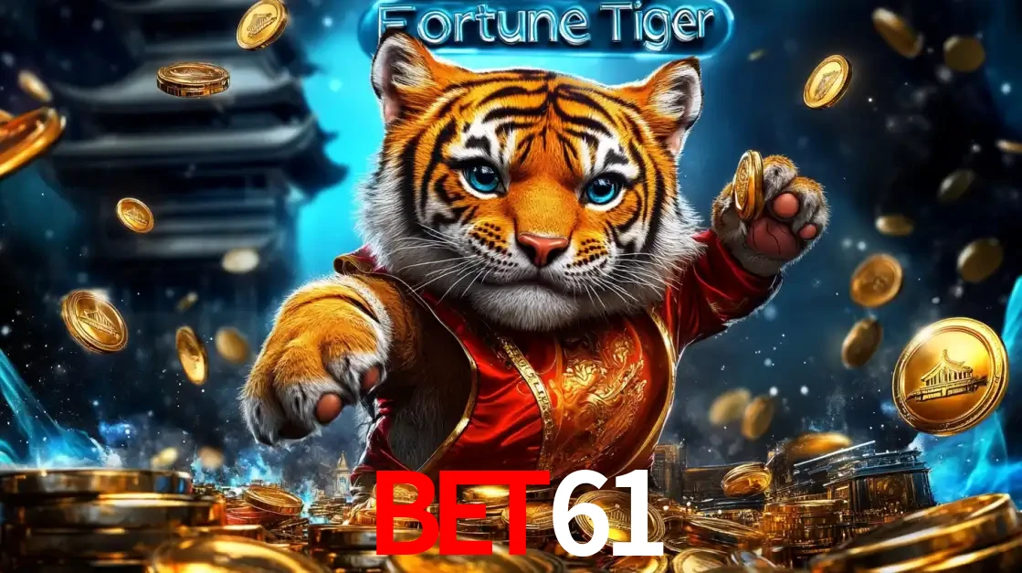 Imagem promocional do jogo de slot Fortune Tiger, com um tigre majestoso em traje tradicional cercado por uma fortuna em moedas de ouro, disponível agora no cassino BET61.